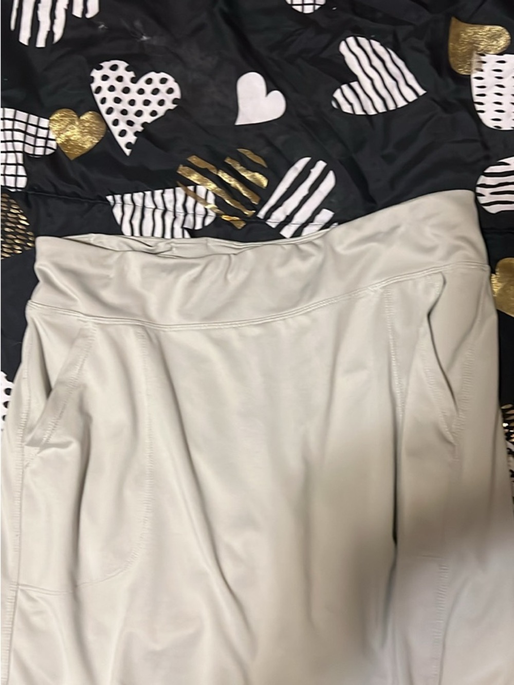 Women's Cream Athletic Skort with Smooth Waistband